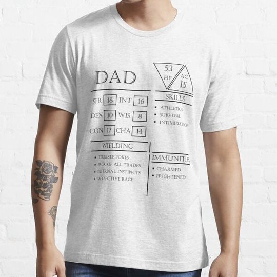 Discover Dad Stats - Character Sheet - Black