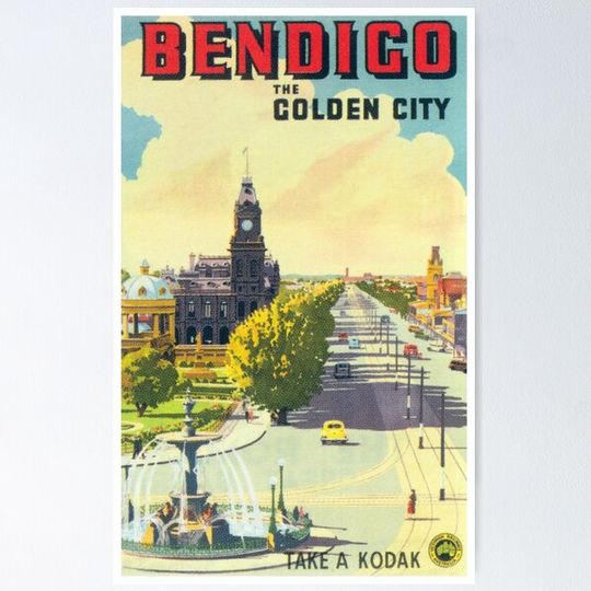 Discover Bendigo Australia Vintage Travel Poster