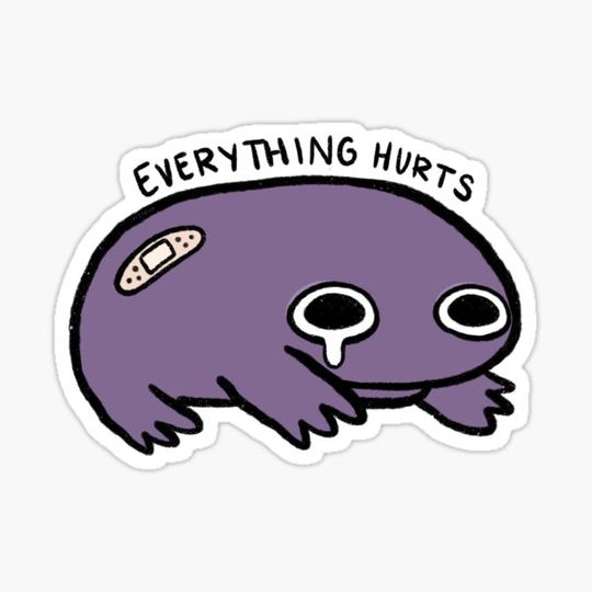 Discover Everything Hurts | Crying Eggplant Purple Frog with Bandage