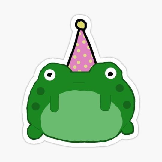 Discover poorly drawn party frog cowboy green background