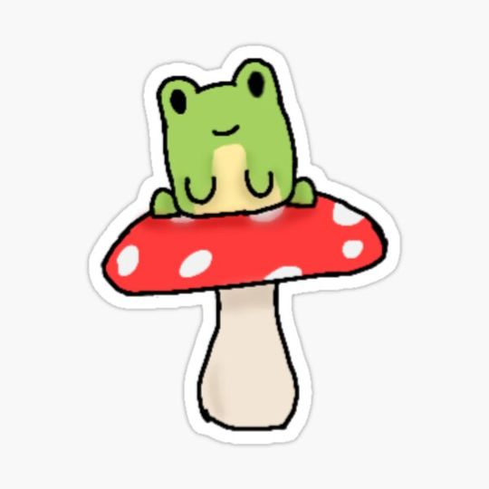 Discover Small frog on a mushroom sticker