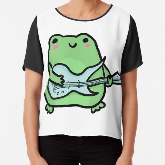 Discover cute frog with an electric guitar