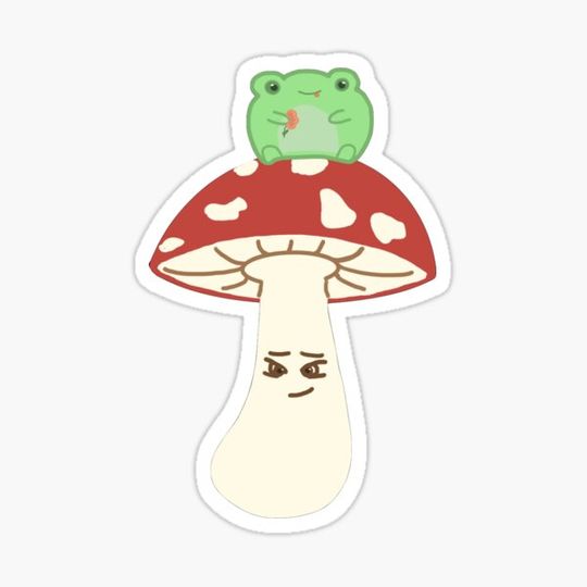 Discover cute frog on mushroom