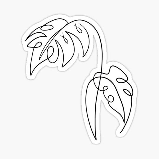 Discover Black and White Minimalist One Line Monstera Plant