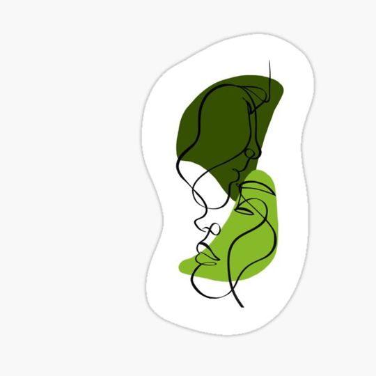 Discover One line face art green