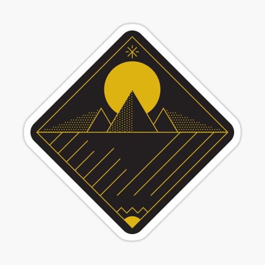 Discover Pyramid / Mountains Linework - Yellow on Black