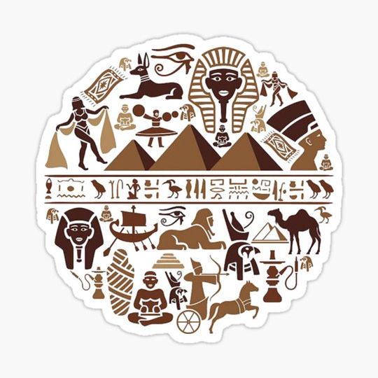 Discover Ancient Egyptian symbols flat style icons