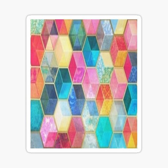 Discover Geometric Mosaic: Colored Hexagons and Various Textures?✨