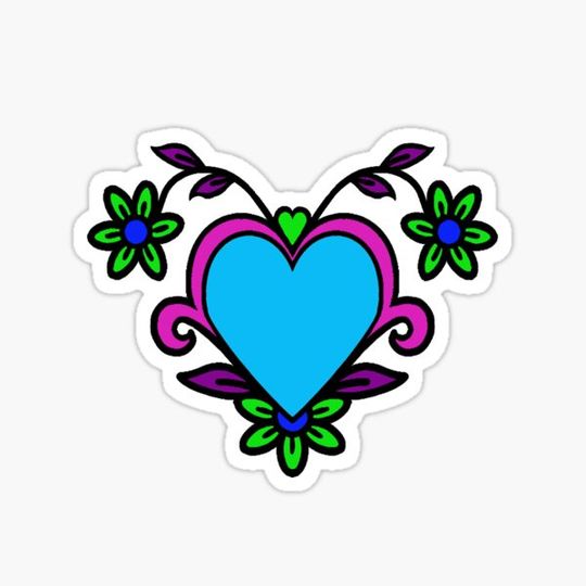 Discover Hearts and Flowers in Blue Magenta and Purple