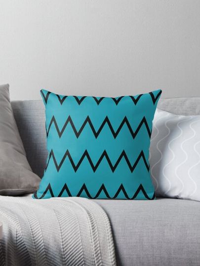 Discover Turquoise background with black geometric zig zag pattern