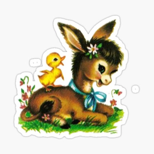 Discover vintage cottagecore donkey sticker