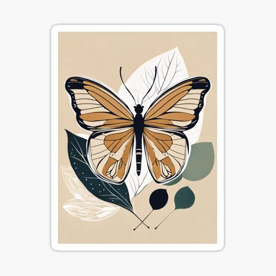 Discover Boho Minimalist Butterfly Decorative Poster Art