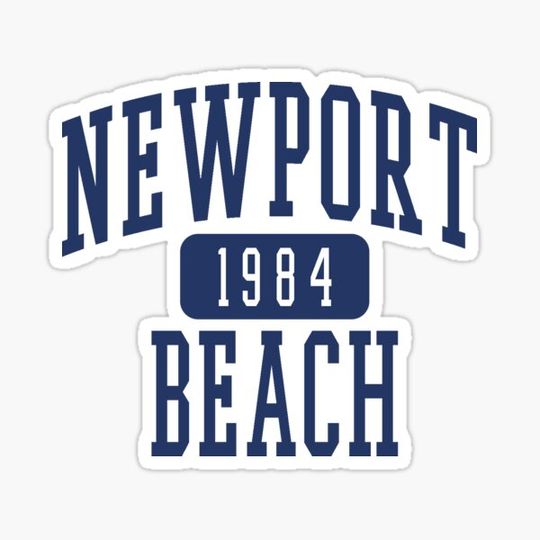 Discover Newport Beach 1984 Dark Blue Varsity Lettering