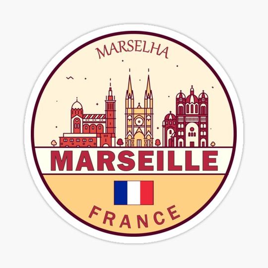 Discover Marseille France City Skyline Emblem