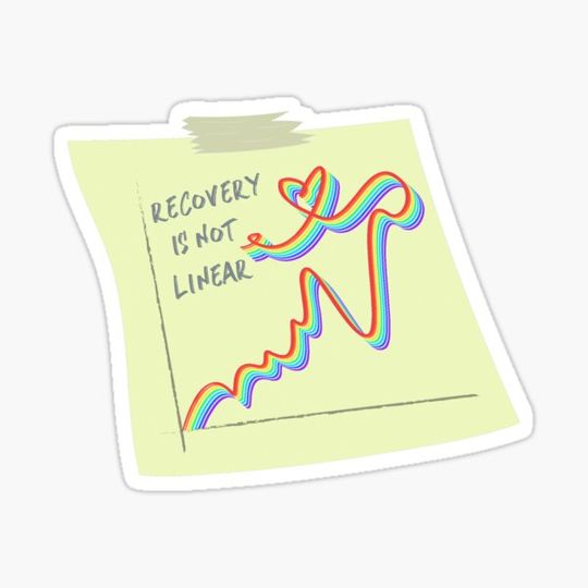Discover Recovery Is Not Linear - Rainbow Post it Reminder