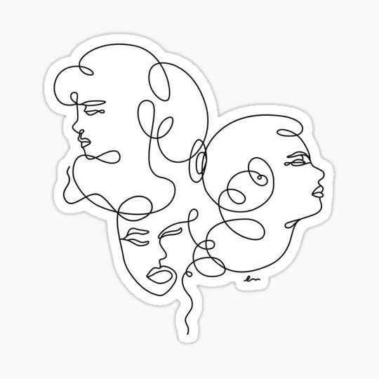 Discover Linear Art Abstract Portrait Three Girls 2