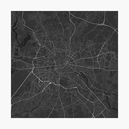 Discover Berlin, Germany Map. (White on black)
