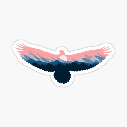 Discover silhouette eagle and mountain