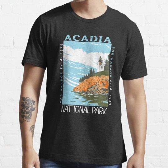 Discover Acadia National Park Bar Harbor Lighthouse Maine Distressed