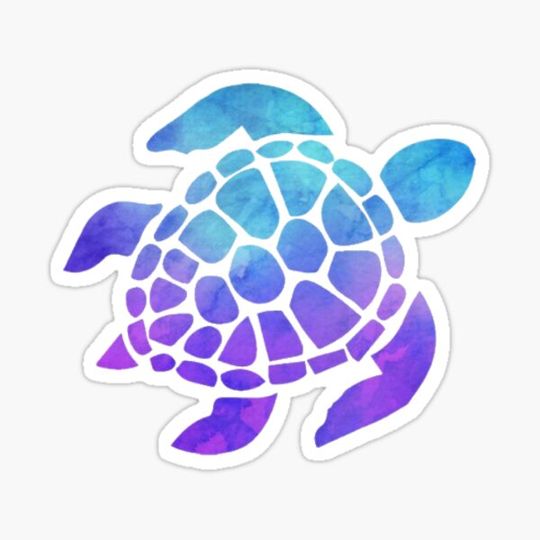 Discover Sea Turtle Watercolor Purple and Blue