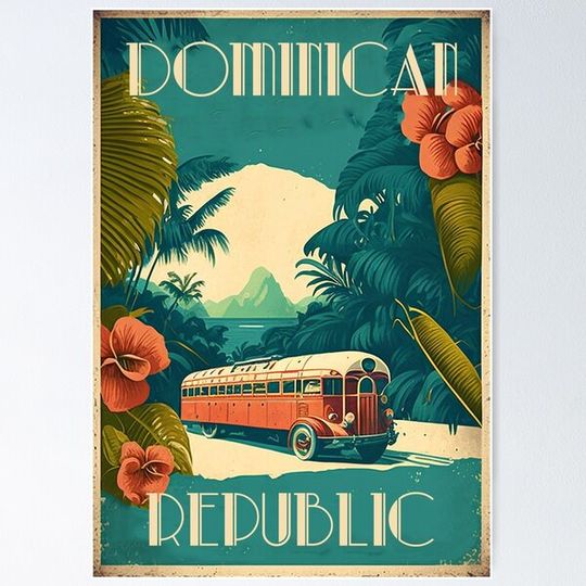Discover Dominican Republic Vintage Travel Art Poster