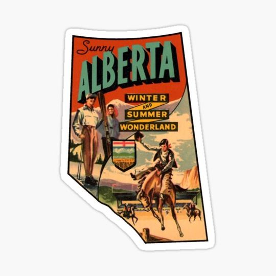 Discover Alberta AB Canada Vintage Travel Decal