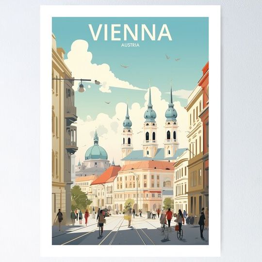 Discover VIENNA Traditional Travel Poster