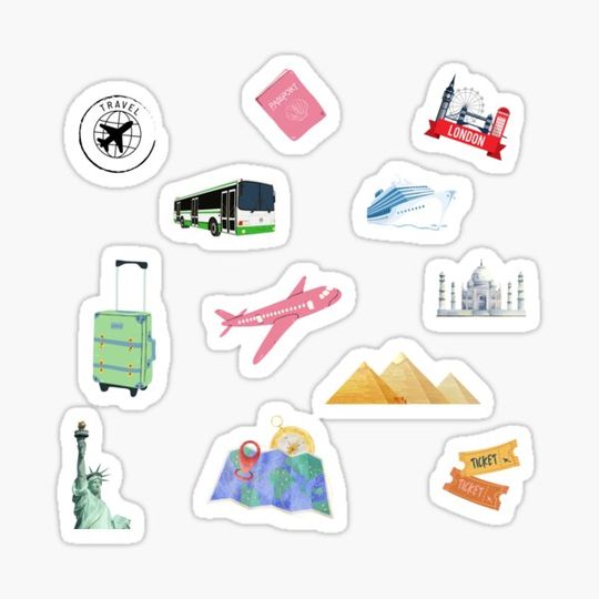 Discover Travel and vacation sticker set