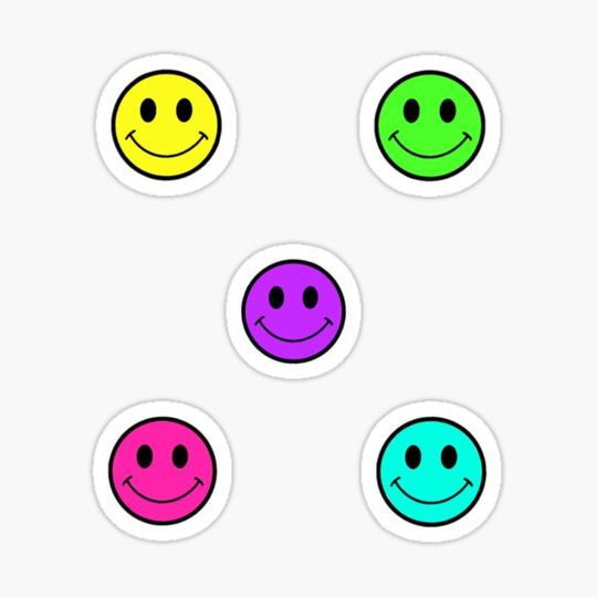 Discover neon smiley face sticker pack
