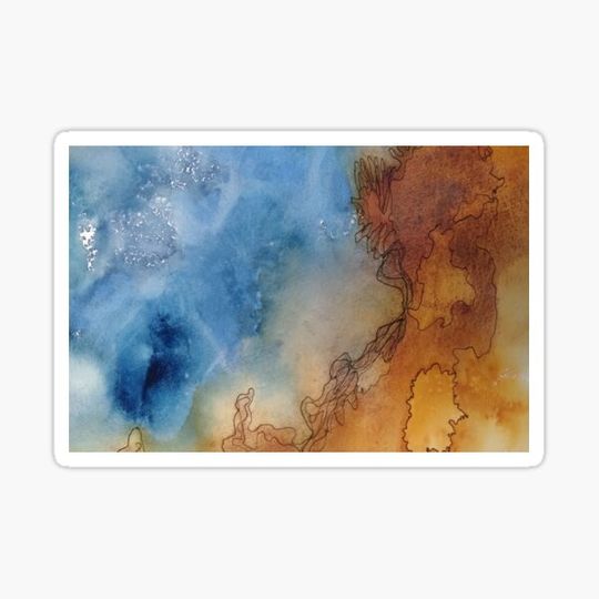 Discover YStone Hydrothermal Pool #4 closeup watercolor and ink painting