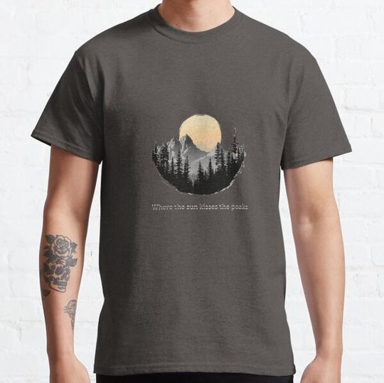 Discover When the sun kisses the peaks (with text)