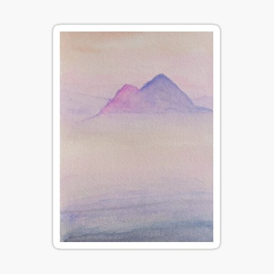 Discover sunset over mountains (watercolour)