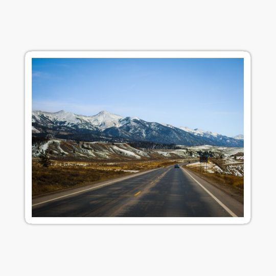 Discover Colorado Mountains Peaks Scenic Vintage View of the Rockies from the Road V1
