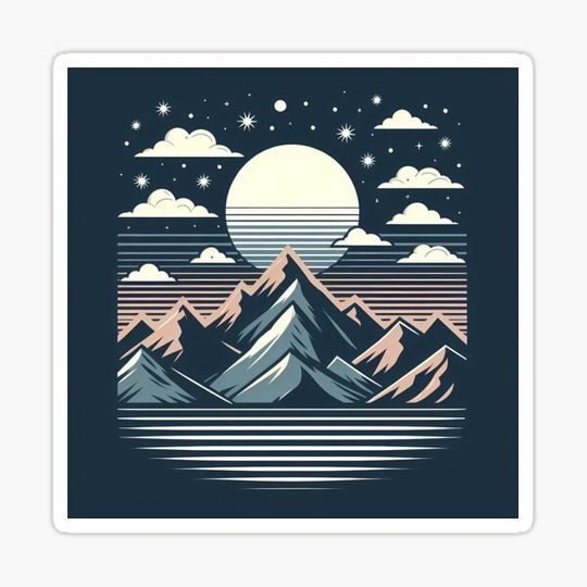 Discover Moonlit Mountains: A Serene Night Sky Over Snowy Peaks