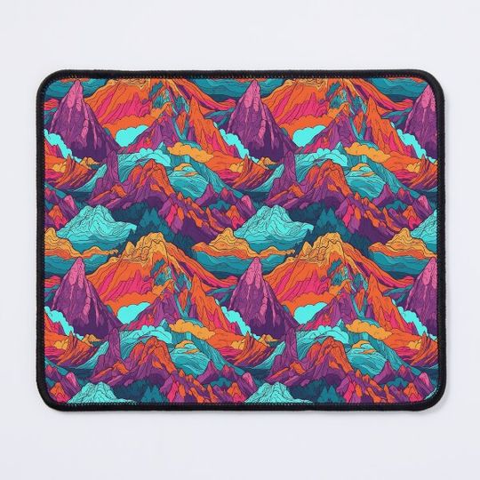 Discover Pattern Trippy Vibrant Mountain Landscape Cartoon Style