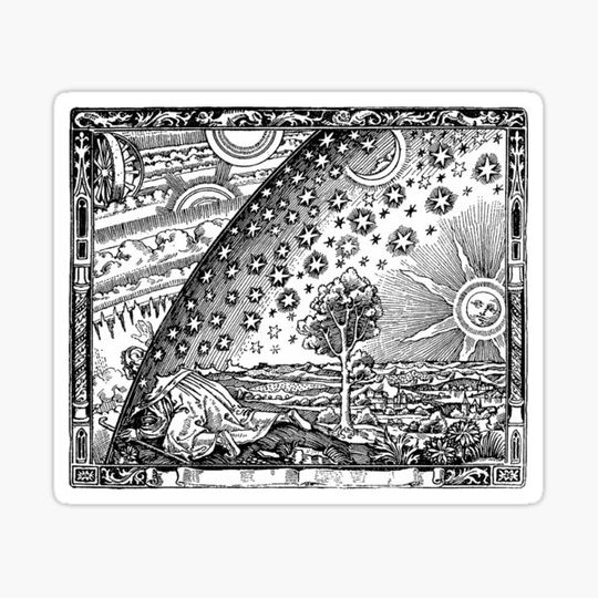 Discover FLAMMARION Surreal Cosmic Sky, Sun And Moon Black White Etching