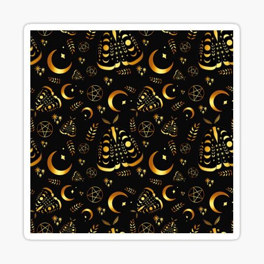 Discover Magical Witchy Gold Moth with Black Background