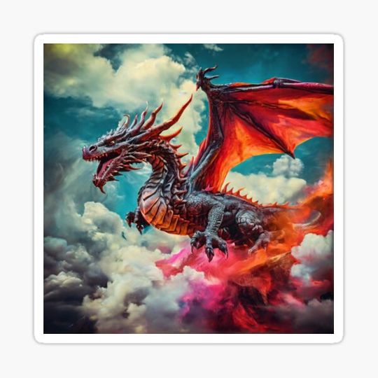 Discover Celestial Soar: Dragon in a Spectrum Sky