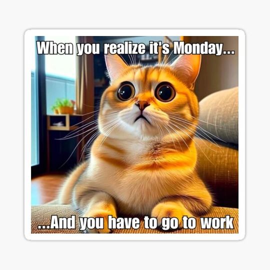 Discover When You Realize It's Monday - Funny Cat Meme