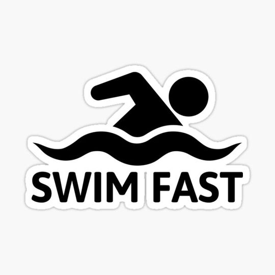 Discover Swim Fast! Black Swimmer Cartoon