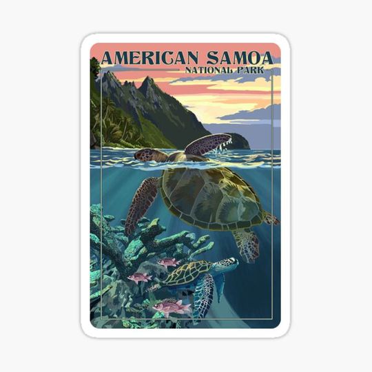 Discover American Samoa National Park USA Turtle Travel Decal