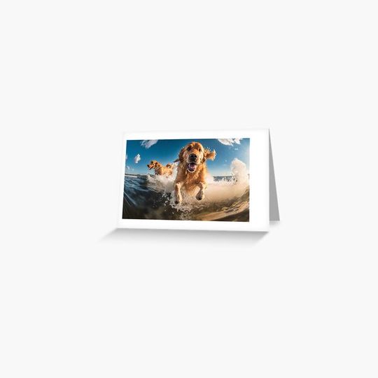 Discover Happy Golden Retrievers swimming in the sea