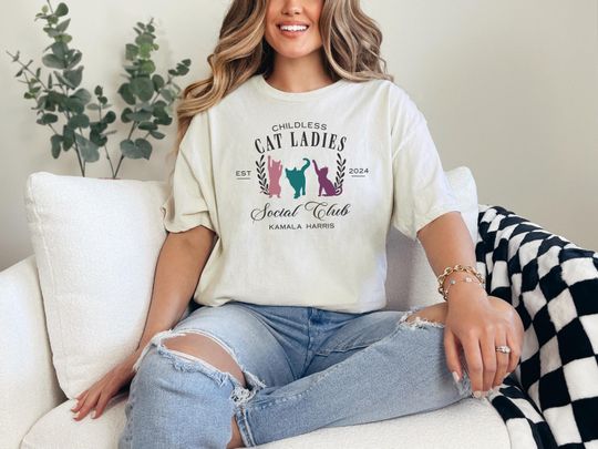 Discover Childless Cat Lady Kamala Shirt - Miserable Childless Cat Ladies - Kamala Harris