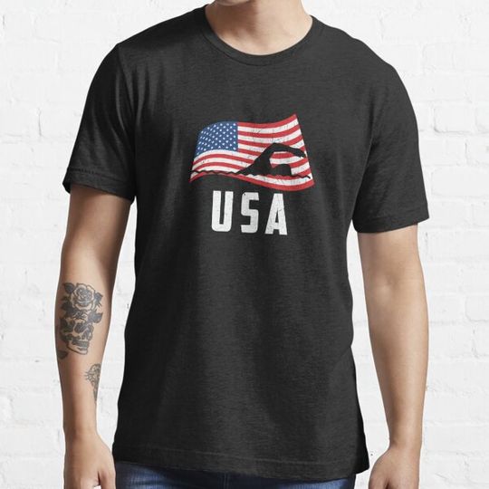 Discover Merica America USA Swimming American Flag