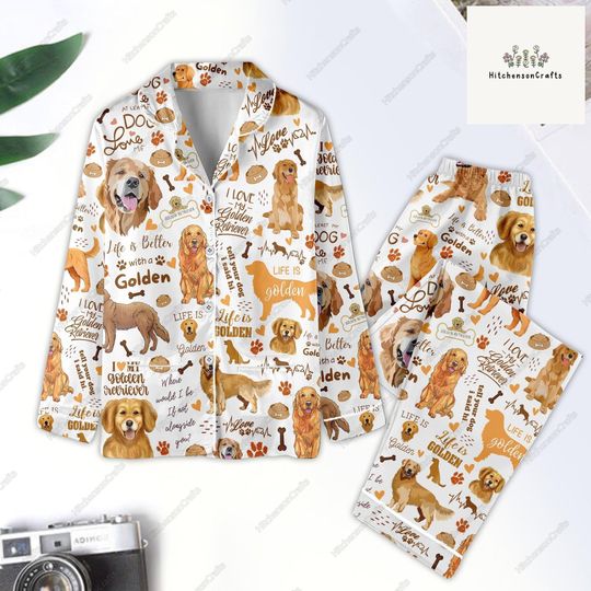 Discover Golden Retriever Pajamas Set, Golden Retriever Pajamas Family