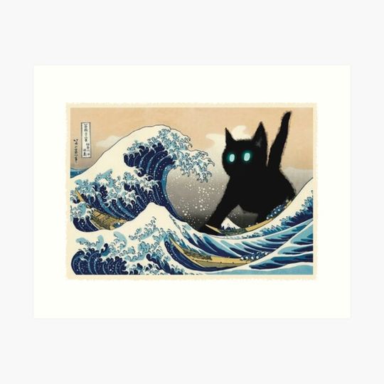 Discover The Great Wave off Kanagawa, Cat attack