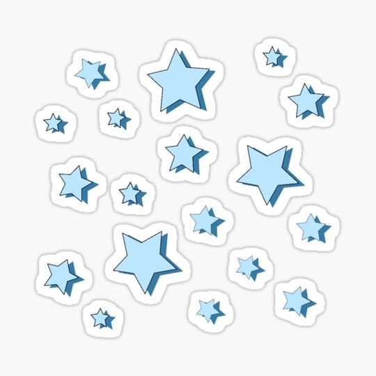 Discover blue layered star sticker set