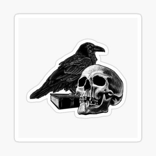 Discover crow and skull sticker