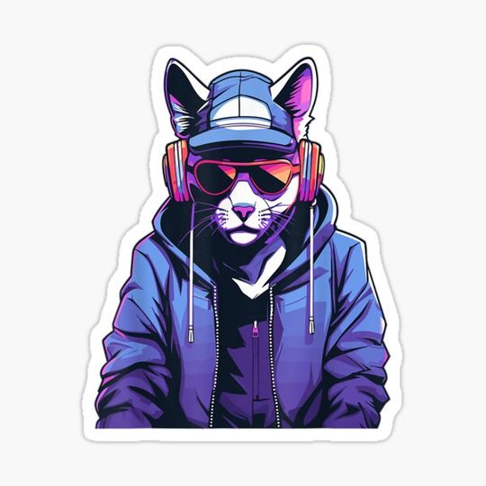 Discover Cool Cyberpunk Cat Techno Party Rave T Shirt