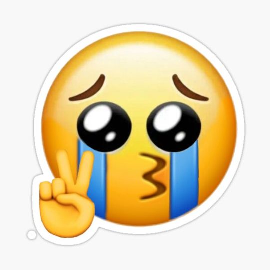 Discover crying peace sign emoji
